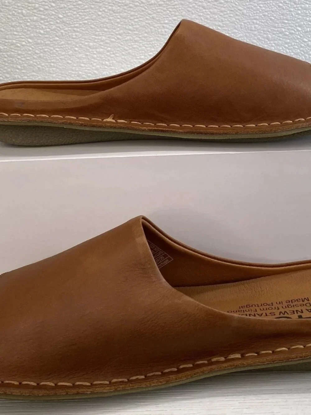 Vibae Saint Tropez Slides Men's Size 10 Cognac Brownn Leather Open Toe Sandals